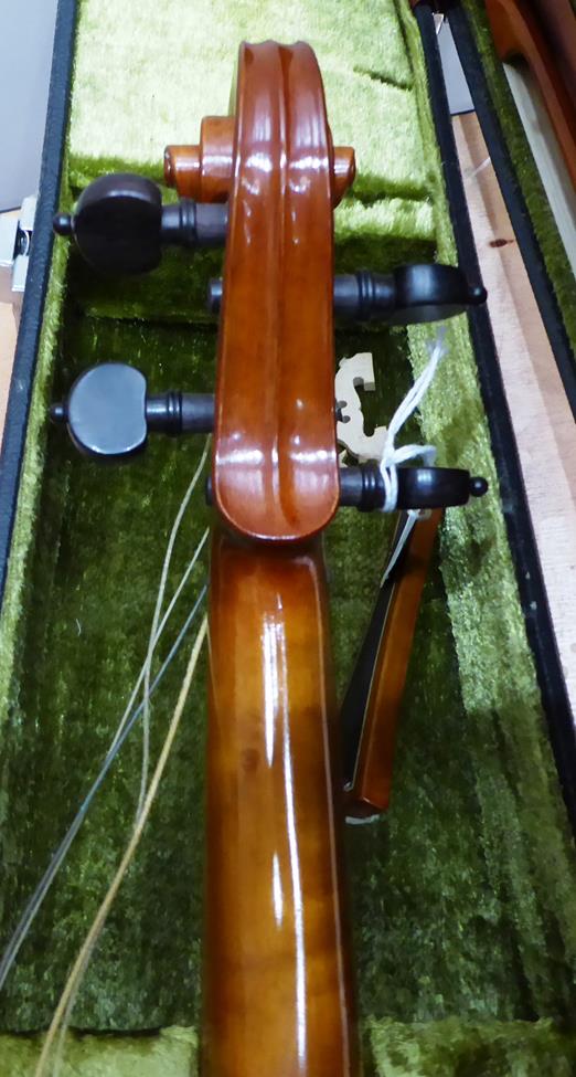 Baroque Violin 14'' two piece back, ebony pegs, ebony inlay to fingerboard and tailpiece, - Image 16 of 20