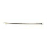 Violin Bow stamped 'Pecatte' [sic] ivory frog and button, length excluding button 720mm, weight