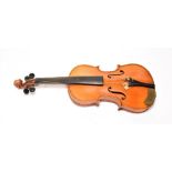 Violin 13'' two piece back, labelled 'Antonius Stradivarius'