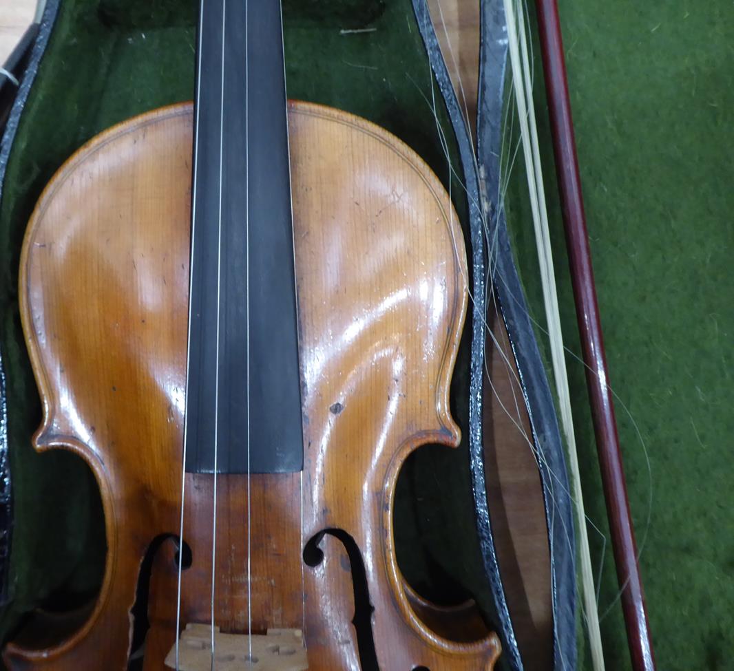 Violin 14'' two piece back, ebony fingerboard, labelled 'Jacobus Stainer In Absam Prope Oenipontum - Image 5 of 23