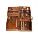 Surgical Instruments Set in wooden case with brass fittings 13x5 1/2x2 1/2'', 33x14x6cm