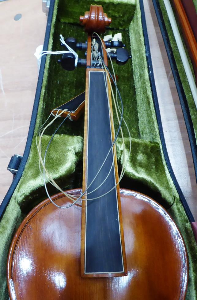 Baroque Violin 14'' two piece back, ebony pegs, ebony inlay to fingerboard and tailpiece, - Image 5 of 20