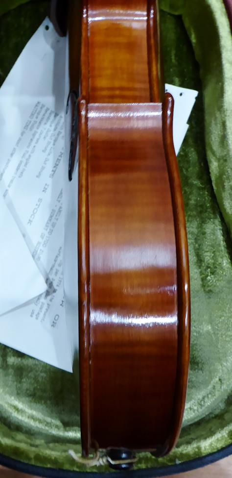 Baroque Violin 14'' two piece back, ebony pegs, ebony inlay to fingerboard and tailpiece, - Image 15 of 20