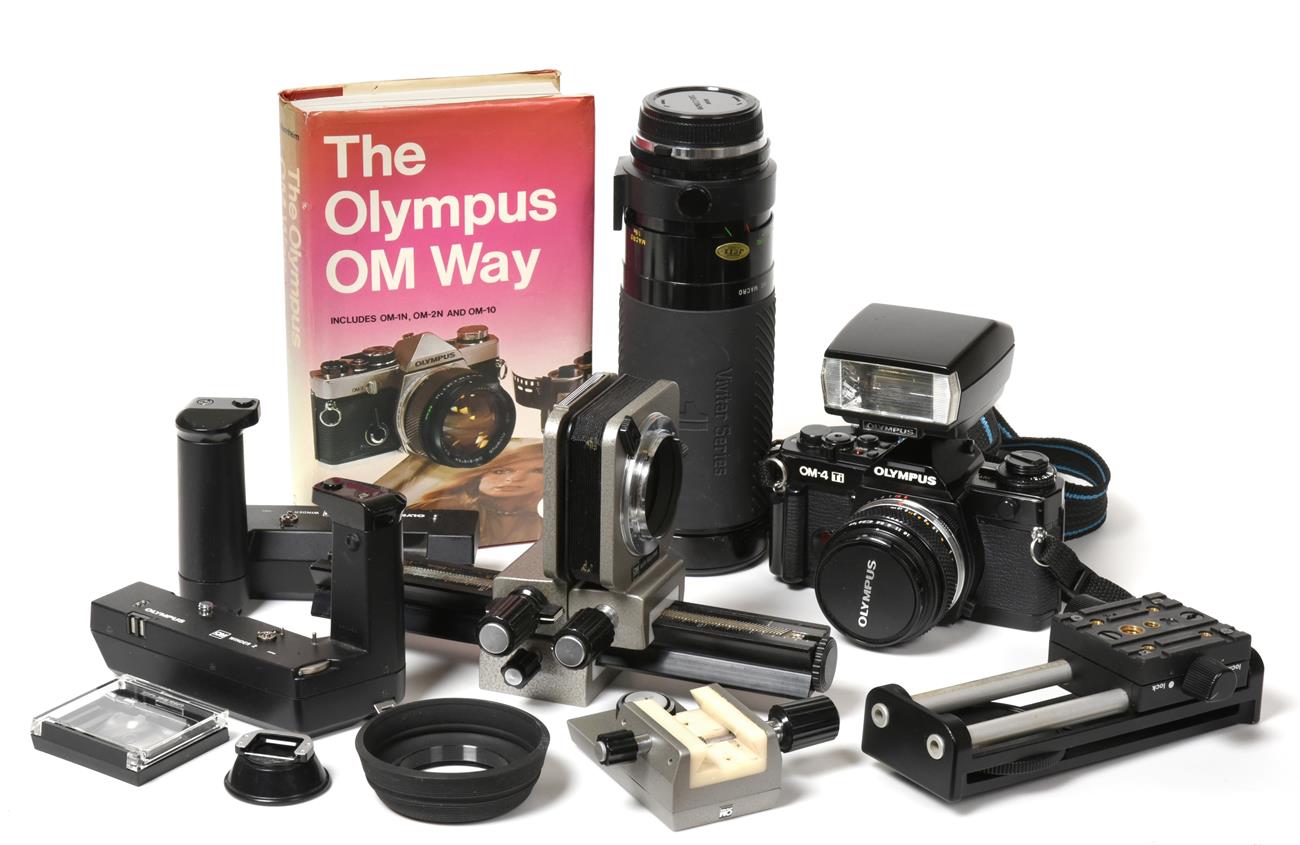 Olympus OM4-Ti Camera no.1191727 with Zuiko Auto-S f1.8 50mm lens; Vivitar Series II f5.6-8 100-