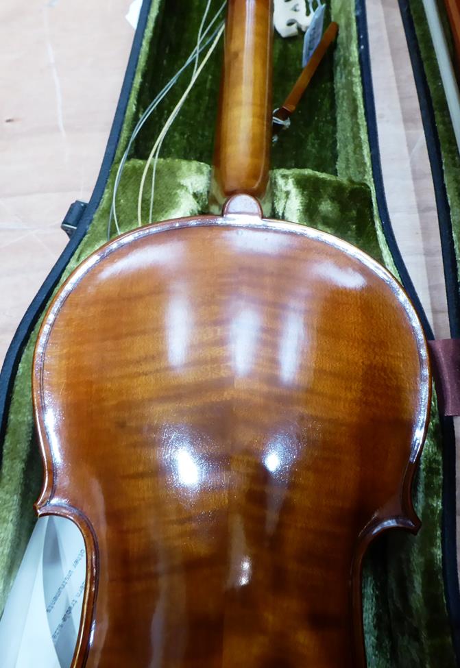 Baroque Violin 14'' two piece back, ebony pegs, ebony inlay to fingerboard and tailpiece, - Image 17 of 20