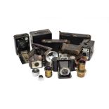 Various Cameras including Kodak Automatic folding camera red bellows, No.1A Autographic, Agifold,