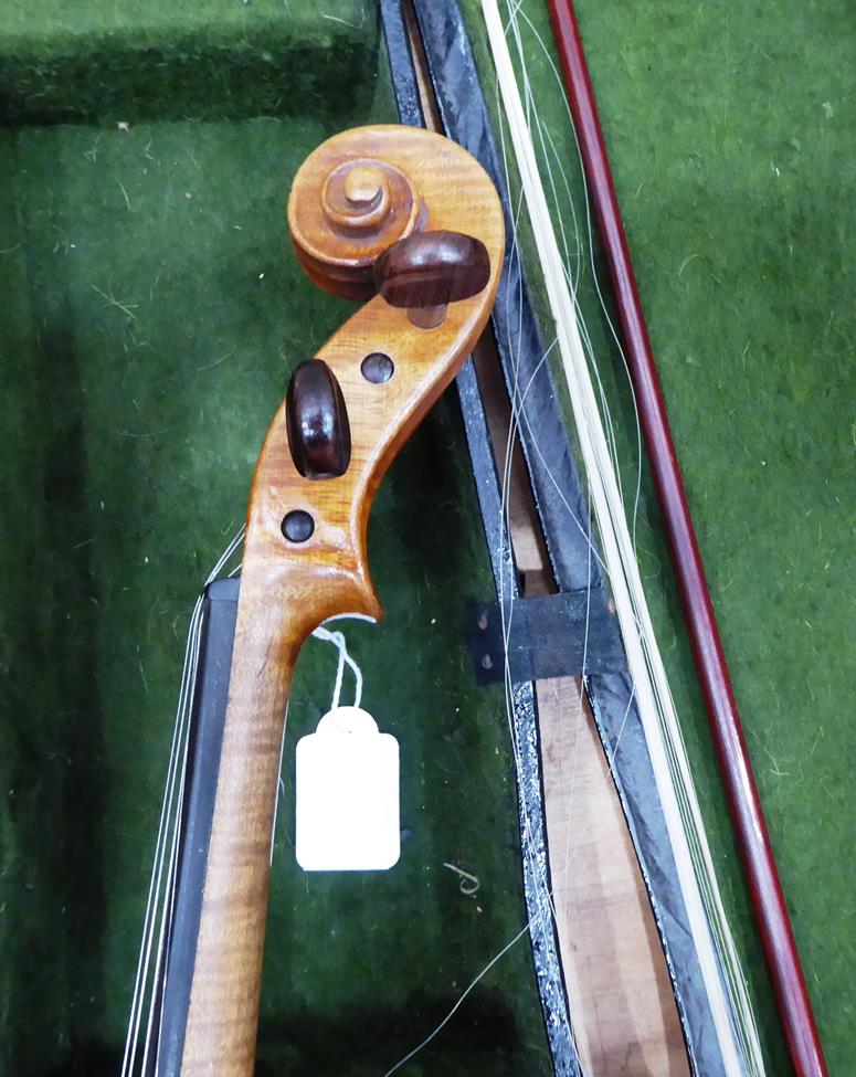 Violin 14'' two piece back, ebony fingerboard, labelled 'Jacobus Stainer In Absam Prope Oenipontum - Image 12 of 23