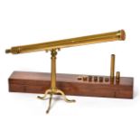 Dollond Refracting Telescope with 3'' objective lens, 43'' main barrel engraved at end with maker'
