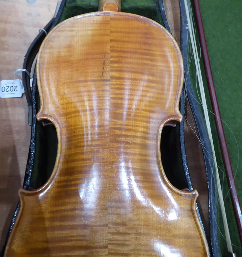 Violin 14'' two piece back, ebony fingerboard, labelled 'Jacobus Stainer In Absam Prope Oenipontum - Image 19 of 23