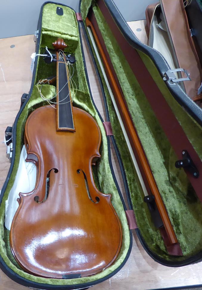 Baroque Violin 14'' two piece back, ebony pegs, ebony inlay to fingerboard and tailpiece, - Image 2 of 20