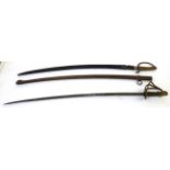 A French Model 1822 Light Cavalry Trooper's Sword, the 90cm single edge curved steel blade with a