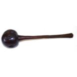 A Late 19th Century Fijian Ula (Throwing Club), of rich brown patina, the large globular head with