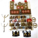 A Small Quantity of Militaria, including embroidered slip-on shoulder rank straps to a Lieutenant