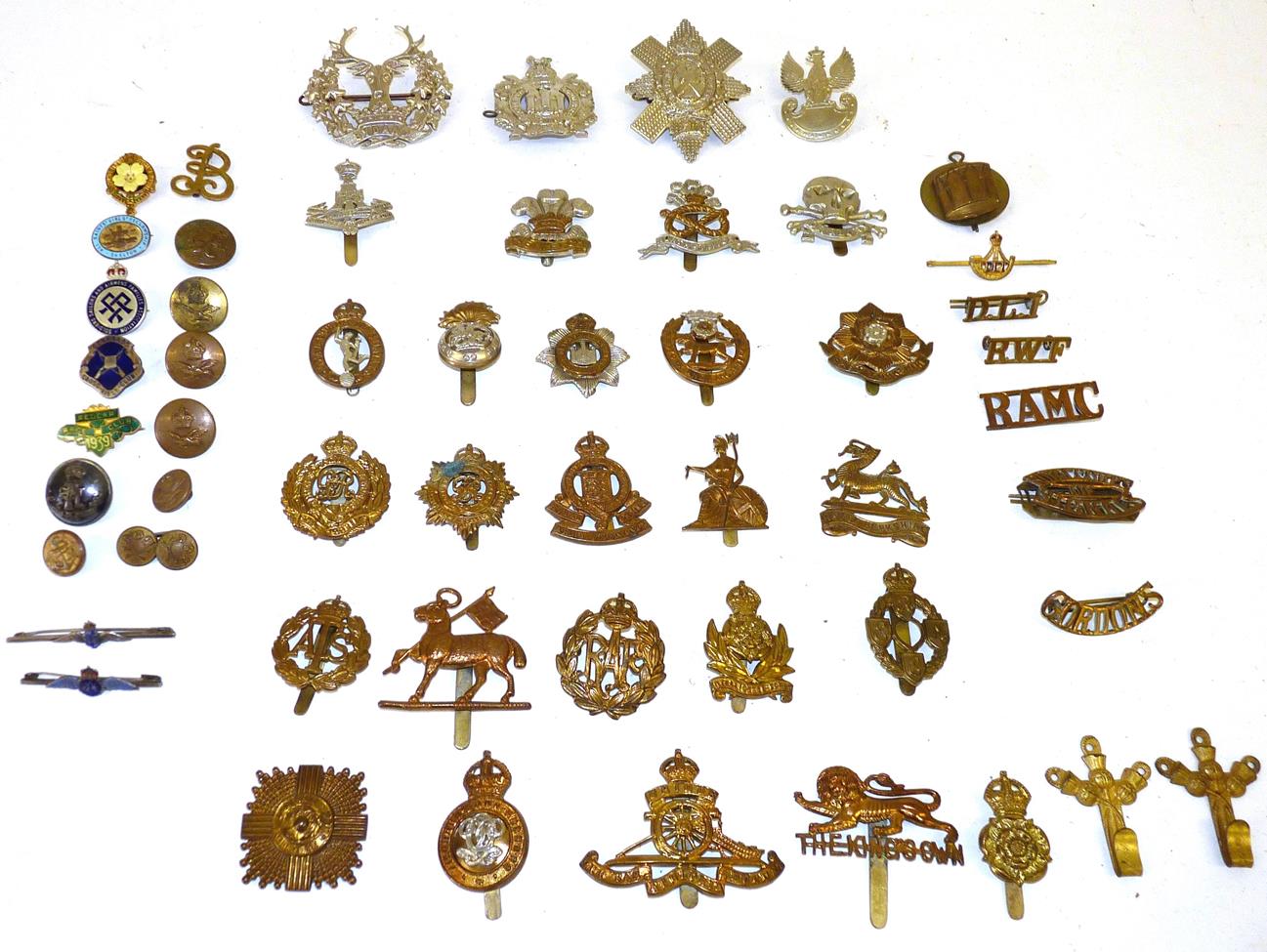 A Collection of Approximately of Forty Mainly Second World War British Badges, including cap, collar