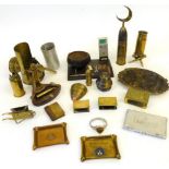 A Collection of First World War Trench Art, including inkstands, bullet paper knives, vases,