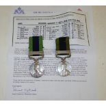 Two India General Service Medals, 1909, one with clasp WAZIRISTAN 1921-24, awarded to 3592512 PTE.