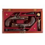 A Good Pair of 19th Century Flintlock 'Man-Stopper' 15 Bore Travelling Pistols by W & J Rigby,