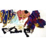 A Quantity of Masonic Regalia, including two Rose Croix 18th Degree Collars with gilt metal and