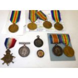 Four Single Victory Medals, awarded to 12674 PTE. R. RESTIEAUX A.CYC.CORPS; 163 SJT.W.G.H.FOX. R.A.,