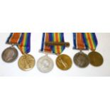 Three First World War Pairs, each comprising British War Medal and Victory Medal, awarded to 5-