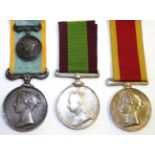 A Crimea Medal, 1854, name erased, with a miniature; an Afghanistan Medal, 1881, possibly renamed to