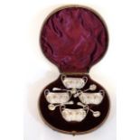 A Cased Set of Four Victorian Silver Salt-Cellars and Spoons, The Salt-Cellars Maker's Mark