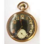 A Gold Plated Open Faced Pocket Watch, movement signed Rolex