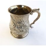A George II Silver Mug, Maker's Mark Indistinct, London, 1755, baluster and on spreading foot,