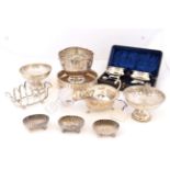 A Group Lot of Silver, Comprising: a small silver rose-bowl, with silver plated grill; a sauceboat