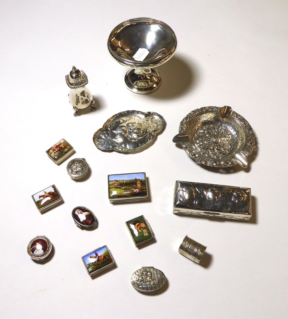 A Collection of Silver, including: a pedestal dish, Birmingham, 1972, filled; a German silver