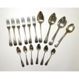 A Collection of George III and William IV silver flatware, comprising: A set of four Scottish