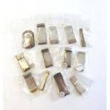 Thirteen Elizabeth II Silver Money-Clips, Mostly by Broadway and Co., Birmingham and Carrs,