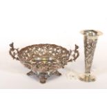 A Victorian Silver Bowl, circular, the sided stamped and pierced with foliage scrolls, with