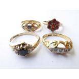 An 18 Carat Gold Sapphire and Diamond Five Stone Ring, finger size K1/2; A Diamond Five Stone