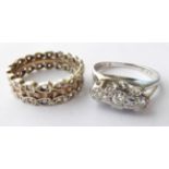 An 18 Carat White Gold Diamond Three Stone Ring, finger size Q; and A 9 Carat Gold Paste Set