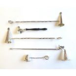 Six Various Elizabeth II Silver or Silver-Mounted Candle-Snuffers, Various Maker's and Dates,