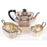 A George V Silver Teapot and a Similar Cream-Jug and Sugar-Bowl, The Teapot, by Henry Atkin,