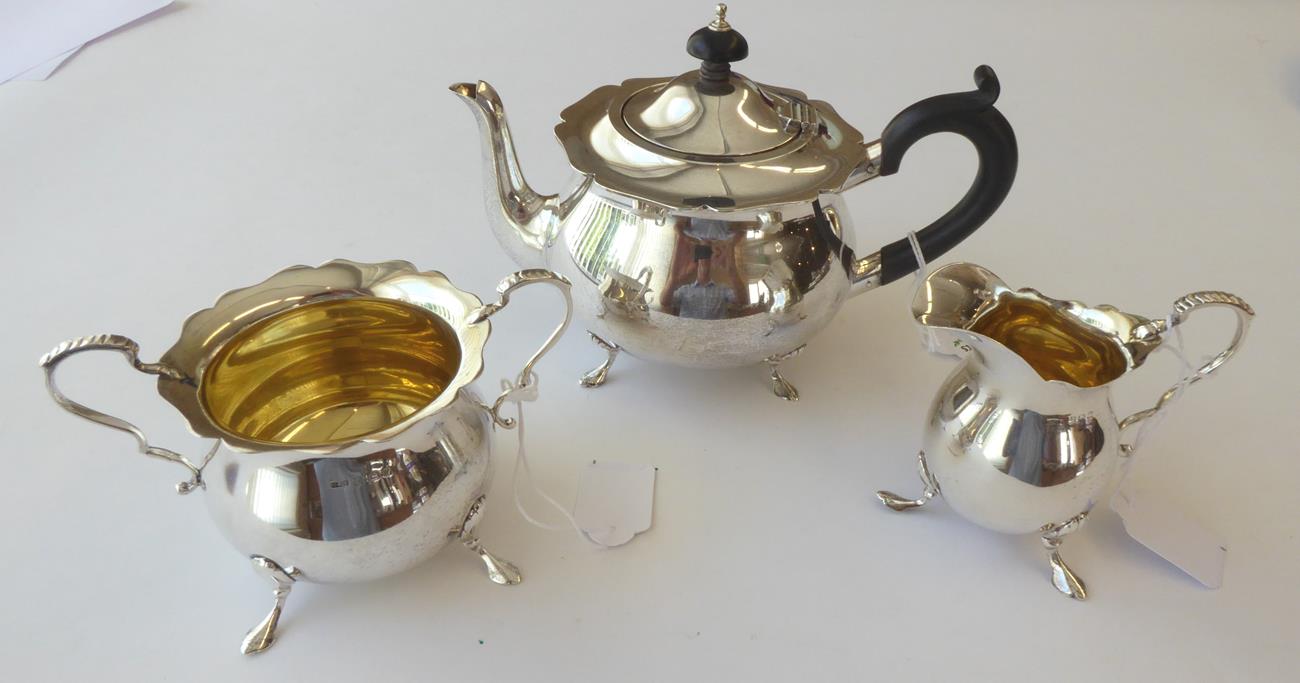 A Three-Piece George V Silver Tea-Service, by Charles Edwin Turner, Birmingham, 1920 and 1921,