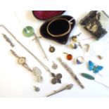A 9 Carat Gold Paste Set Bangle; a Jade Disc; and A Quantity of Costume Jewellery, including