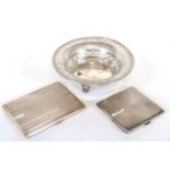 Two Silver Cigarette-Cases and a Silver Bowl, The First Cigarette-Case Chester, 1935, the Second