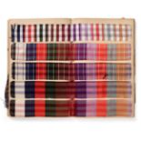 French Fabric Sample Book, early 20th century, Including coloured silks for ties in stripes,