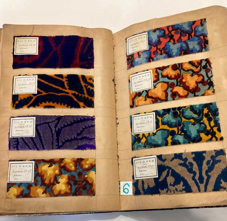 French Fabric Sample Book, circa 1930's Enclosing printed and cut velvets and jacquards in vibrant - Image 56 of 71