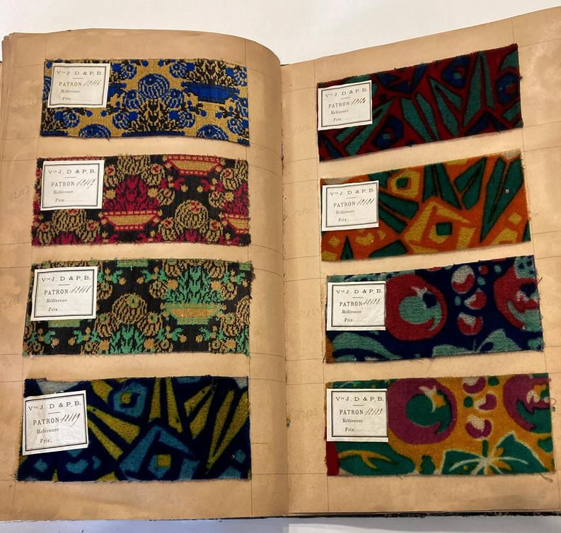 French Fabric Sample Book, circa 1930's Enclosing printed and cut velvets and jacquards in vibrant - Image 68 of 71