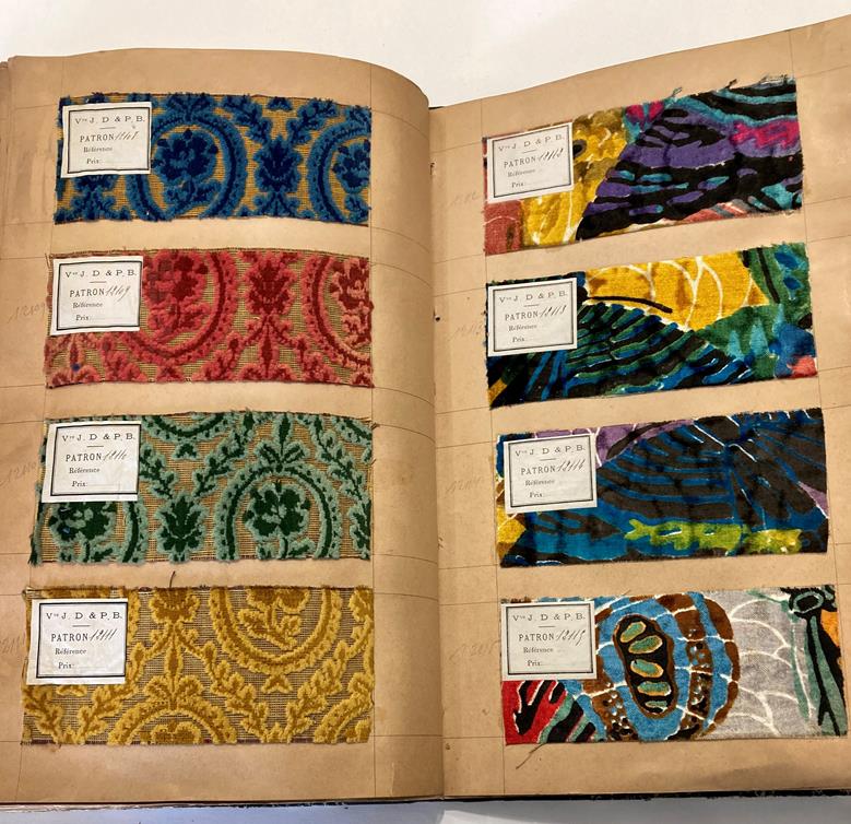 French Fabric Sample Book, circa 1930's Enclosing printed and cut velvets and jacquards in vibrant - Image 66 of 71