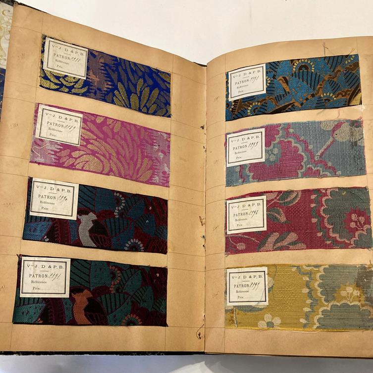 French Fabric Sample Book, circa 1930's Enclosing printed and cut velvets and jacquards in vibrant - Image 48 of 71