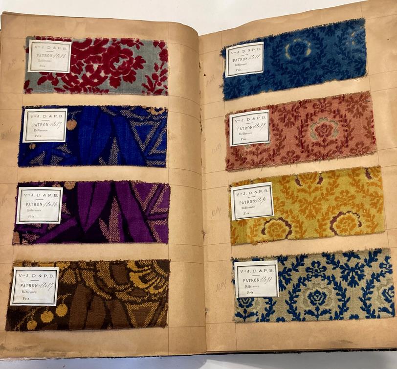 French Fabric Sample Book, circa 1930's Enclosing printed and cut velvets and jacquards in vibrant - Image 62 of 71