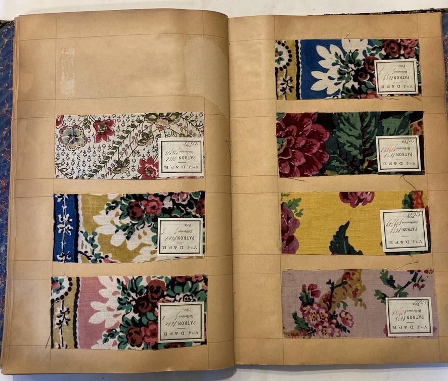 French Fabric Sample Book, circa 1920's Enclosing printed linens, glazed cotton, cotton in floral, - Image 68 of 105