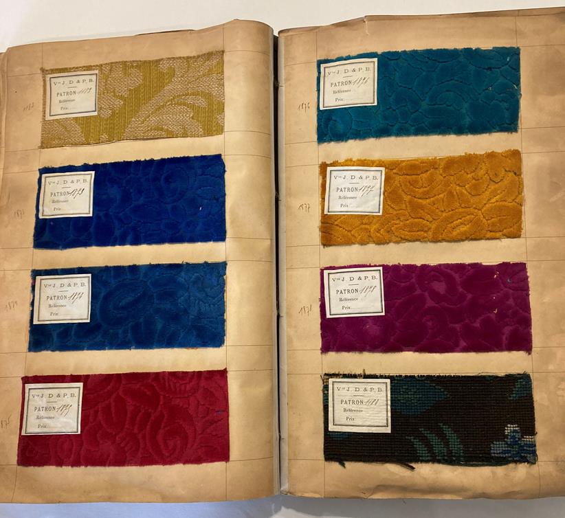 French Fabric Sample Book, circa 1930's Enclosing printed and cut velvets and jacquards in vibrant - Image 12 of 71