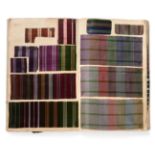French Fabric Sample Book, early 20th century Including coloured silks for ties in stripes, textured