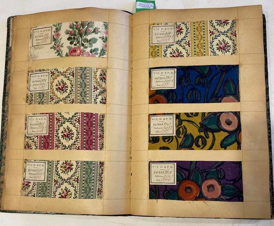 French Fabric Sample Book, circa 1920's Enclosing printed linens, glazed cotton, cotton in floral, - Image 105 of 105